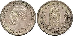 50 Ore 瑞典－挪威联盟 (1814 - 1905) 銀 奧斯卡二世 (1829-1907)