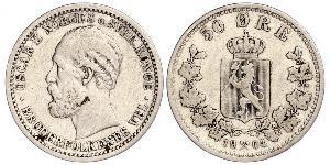 50 Ore 瑞典－挪威联盟 (1814 - 1905) 銀 奧斯卡二世 (1829-1907)