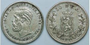 50 Ore 瑞典－挪威联盟 (1814 - 1905) 銀 奧斯卡二世 (1829-1907)