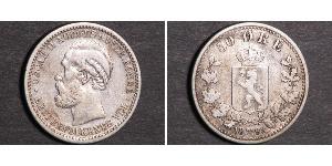 50 Ore 瑞典－挪威联盟 (1814 - 1905) 銀 奧斯卡二世 (1829-1907)