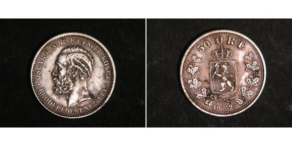 50 Ore 瑞典－挪威联盟 (1814 - 1905) 銀 奧斯卡二世 (1829-1907)