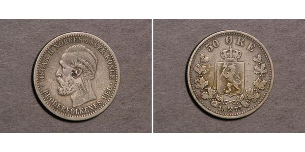 50 Ore 瑞典－挪威联盟 (1814 - 1905) 銀 奧斯卡二世 (1829-1907)