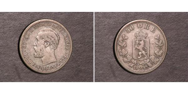 50 Ore 瑞典－挪威联盟 (1814 - 1905) 銀 奧斯卡二世 (1829-1907)