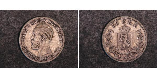 50 Ore 瑞典－挪威联盟 (1814 - 1905) 銀 奧斯卡二世 (1829-1907)