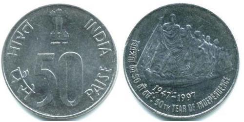 50 Paisa India (1950 - ) Steel 