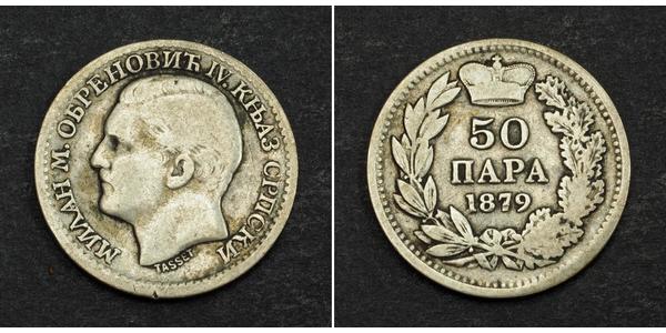 50 Para Serbia Silver Milan I of Serbia