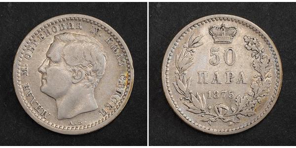 50 Para 塞尔维亚 銀 Milan I of Serbia