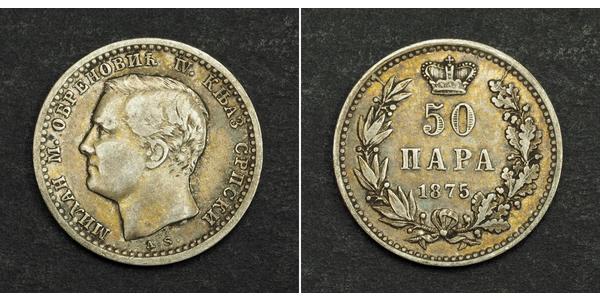 50 Para 塞尔维亚 銀 Milan I of Serbia
