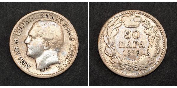 50 Para 塞尔维亚 銀 Milan I of Serbia
