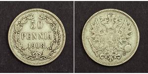 50 Penny Empire russe (1720-1917) / Grand-duché de Finlande (1809 - 1917) Argent 