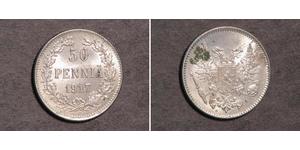 50 Penny Empire russe (1720-1917) / Grand-duché de Finlande (1809 - 1917) Argent 