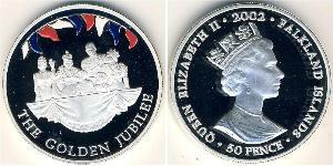 50 Penny Îles Malouines Argent Elizabeth II (1926-2022)