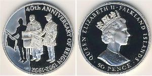 50 Penny Îles Malouines Argent Elizabeth II (1926-2022)