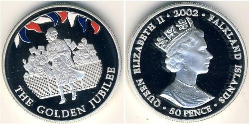 50 Penny Îles Malouines Argent Elizabeth II (1926-2022)