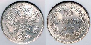 50 Penny Granducato di Finlandia (1809 - 1917) / Impero russo (1720-1917) Argento 