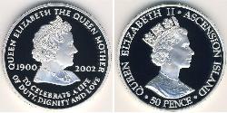 50 Penny Isola di Ascensione Argento Elisabetta II (1926-2022)