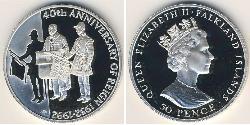 50 Penny Isole Falkland Argento Elisabetta II (1926-2022)