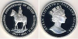 50 Penny Isole Falkland Argento Elisabetta II (1926-2022)