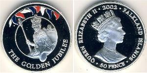 50 Penny Isole Falkland Argento Elisabetta II (1926-2022)