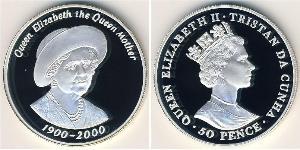 50 Penny Tristan da Cunha Argento Elisabetta II (1926-2022)