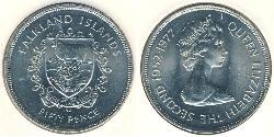 50 Penny Islas Malvinas Cobre Isabel II (1926-2022)