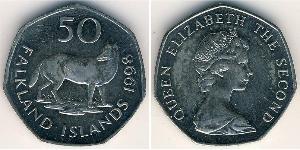 50 Penny Islas Malvinas Cobre Isabel II (1926-2022)