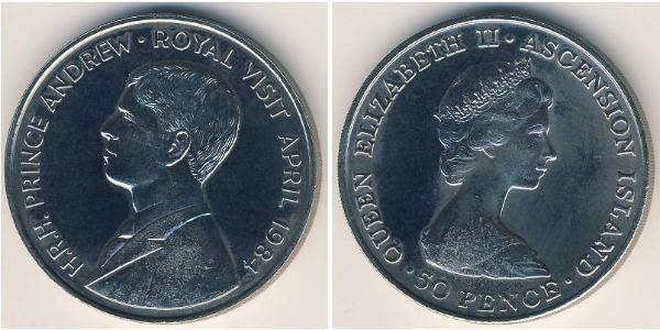 50 Penny Ascension Island Copper/Nickel Elizabeth II (1926-2022)