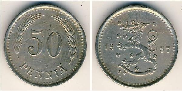 50 Penny Finland (1917 - ) Copper/Nickel 