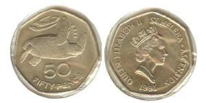 50 Penny Saint Helena (1981 - ) Copper/Nickel Elizabeth II (1926-2022)