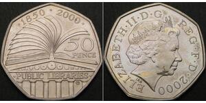 50 Penny Feriind Kiningrik (1922-) Cuivre/Nickel Elizabeth II (1926-2022)