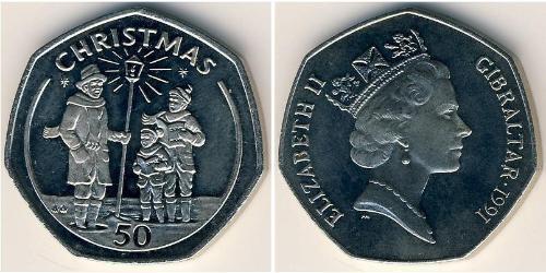 50 Penny Gibraltar Cuivre/Nickel 