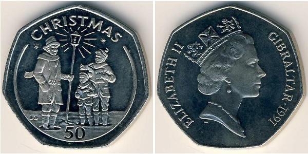 50 Penny Gibraltar Cuivre/Nickel 