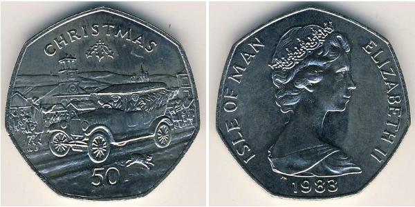 50 Penny Île de Man Cuivre/Nickel Elizabeth II (1926-2022)