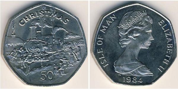 50 Penny Isle of Man Kupfer/Nickel Elizabeth II (1926-2022)