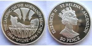 50 Penny St. Helena (1981 - ) Kupfer/Nickel Elizabeth II (1926-2022)