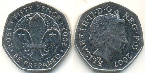 50 Penny Vereinigtes Königreich (1922-) Kupfer/Nickel Elizabeth II (1926-2022)