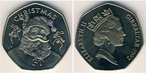 50 Penny Gibraltar Níquel/Cobre 