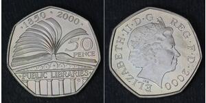 50 Penny Reino Unido (1922-) Níquel/Cobre Isabel II (1926-2022)