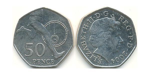 50 Penny Reino Unido (1922-) Níquel/Cobre Isabel II (1926-2022)