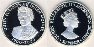 50 Penny Isla Ascensión Plata Isabel II (1926-2022)