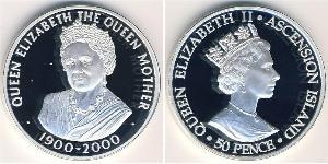 50 Penny Isla Ascensión Plata Isabel II (1926-2022)