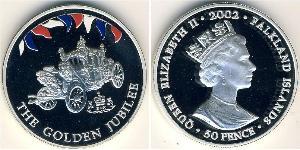 50 Penny Islas Malvinas Plata Isabel II (1926-2022)