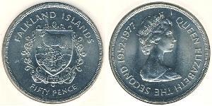 50 Penny Isole Falkland Rame Elisabetta II (1926-2022)