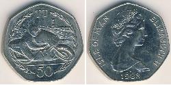 50 Penny Isola di Man Rame/Nichel Elisabetta II (1926-2022)