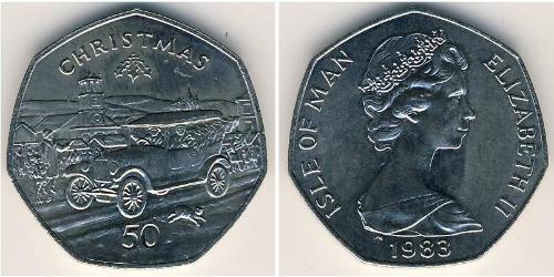 50 Penny Isola di Man Rame/Nichel Elisabetta II (1926-2022)