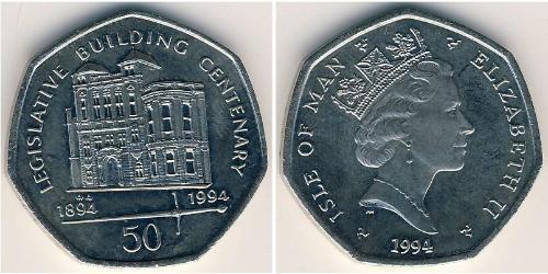 50 Penny Isola di Man Rame/Nichel Elisabetta II (1926-2022)
