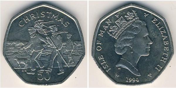 50 Penny Isola di Man Rame/Nichel Elisabetta II (1926-2022)