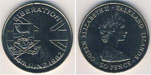 50 Penny Isole Falkland Rame/Nichel Elisabetta II (1926-2022)