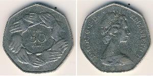 50 Penny Regno Unito (1922-) Rame/Nichel Elisabetta II (1926-2022)