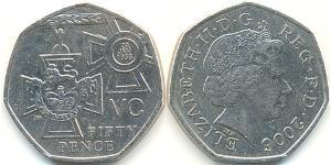 50 Penny Regno Unito (1922-) Rame/Nichel Elisabetta II (1926-2022)